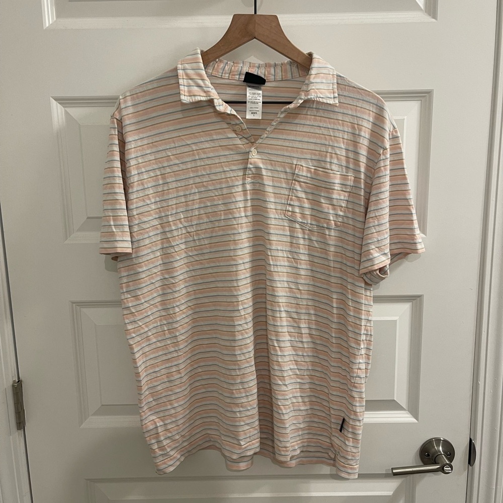 Patagonia Striped Polo Shirt - Cream, Blue, and Pink